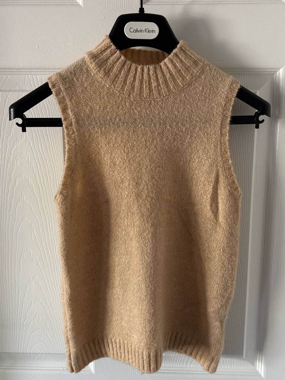 Greylin Camel Sleeveless Mock Neck Sweater Vest Size XS